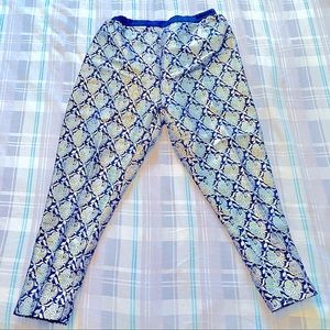 Pakistani Slim Trouser Salwar Navy/Gold Jamawar Floral Pattern